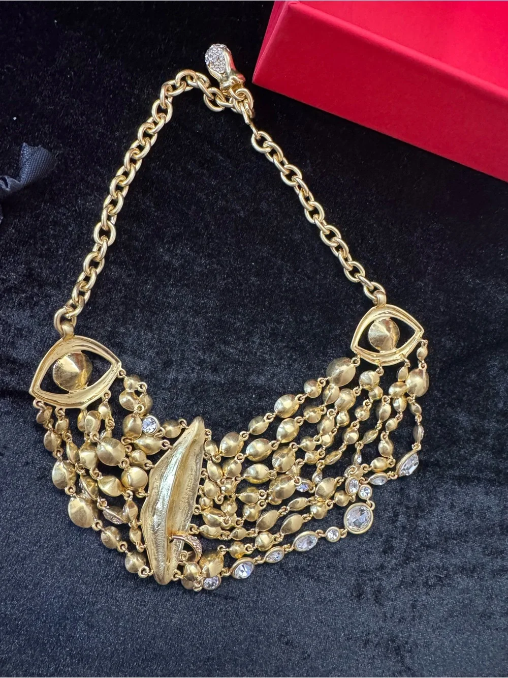 Schiaparelli inspired Surrealist Face anatomy - Crystal Multi-Strand Necklace